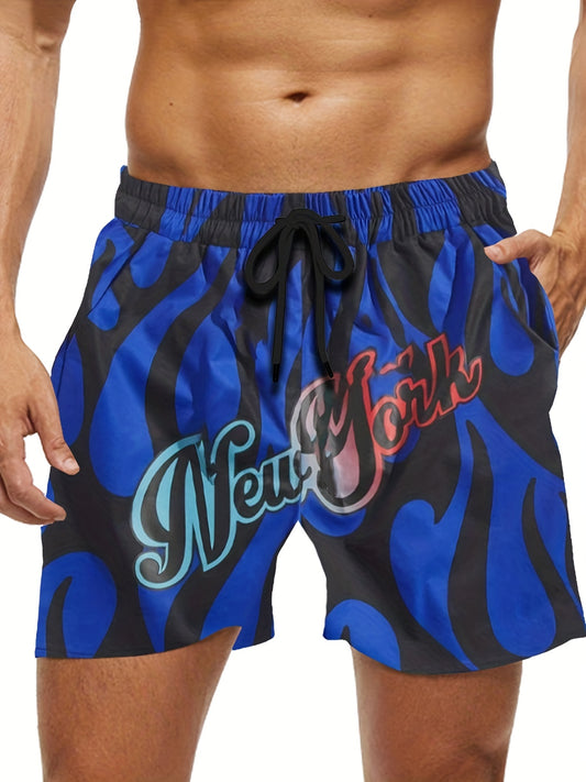 NY Print Casual Summer Pool Beach Shorts Men's Lounge Shorts