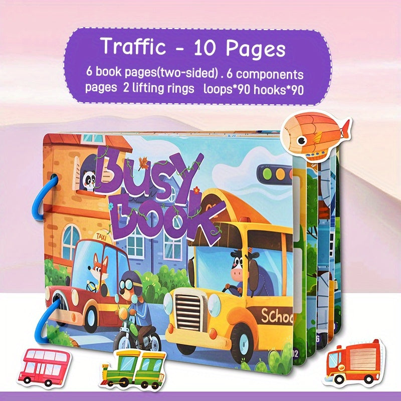 Kids' Quiet Busy Bus Sticker Puzzle Toy Book