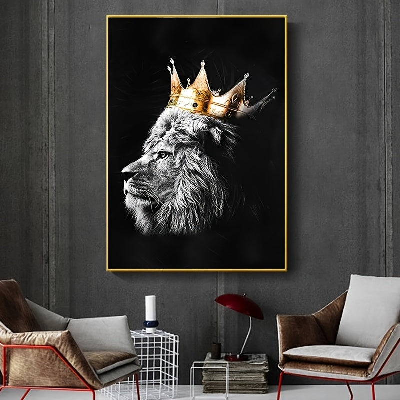 2pcs Crown Lion Wall Poster Canvas Painting 15.7x23.6in