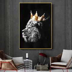 2pcs Crown Lion Wall Poster Canvas Painting 15.7x23.6in