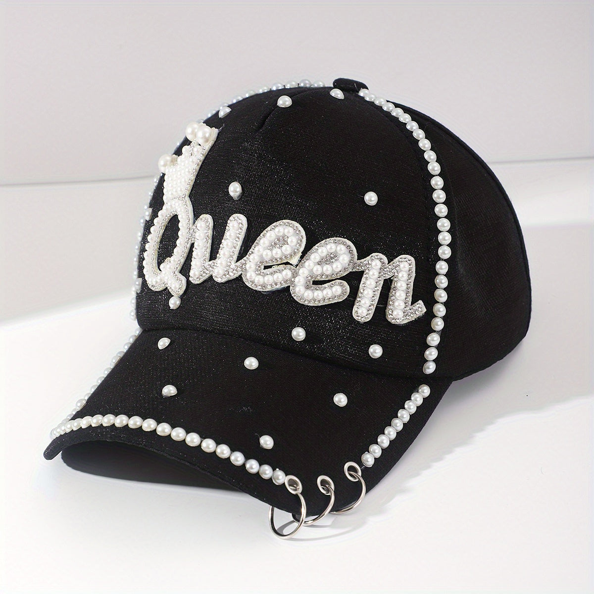 Pearl & Rhinestone Studded Queen Baseball Cap