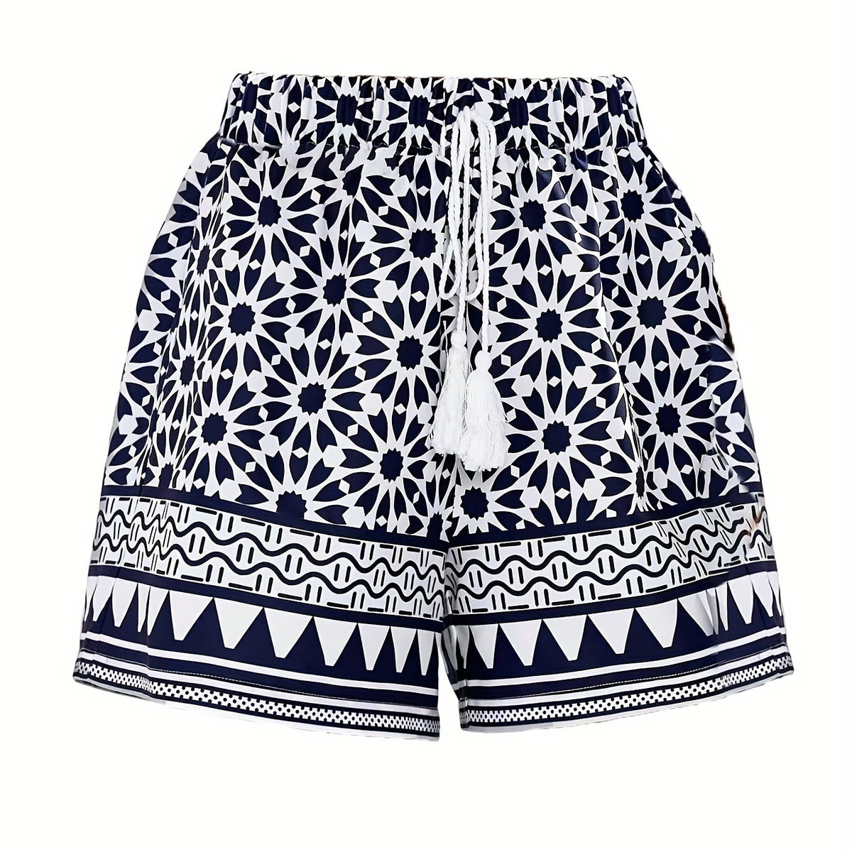 Floral Print Drawstring Shorts Summer Casual Tie Front Loose Shorts