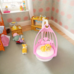 Mini Dollhouse Cradle with Bow Pattern Lightweight Unique Random Options