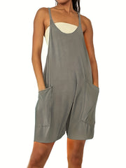 Solid Loose Cami Jumpsuit Double Pockets Casual Jumpsuit