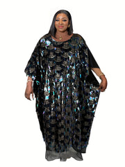  Casual Kaftan Dress Women's Plus Sequin Decor Maxi Dress