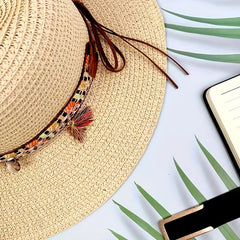 Men's Paper Straw Hat Elegant Flat Brim Sun Hat Beach Jazz Hat