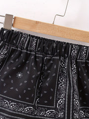 Men's Paisley Print Elastic Waist Workout Shorts