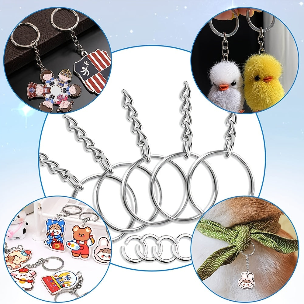 30pcs Metal Blank Keychain Bulk Split Ring DIY Key Ring Accessories