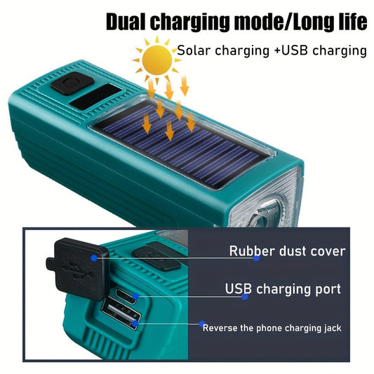 Solar Bike Lights Horn USB Charging Headlights