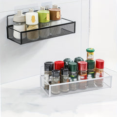Wall-mounted Grid Storage Rack for Kitchen Supplies & Spices