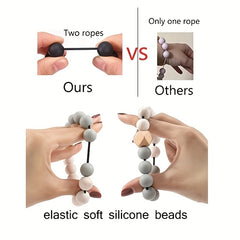 Silicone Beaded Keychain Bracelet for Women Car Keyring Pendant Wristlet Bangle