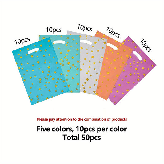 50pcs Kids Party Favors Bags Assorted Goodie Candy Bags in 5 Colors