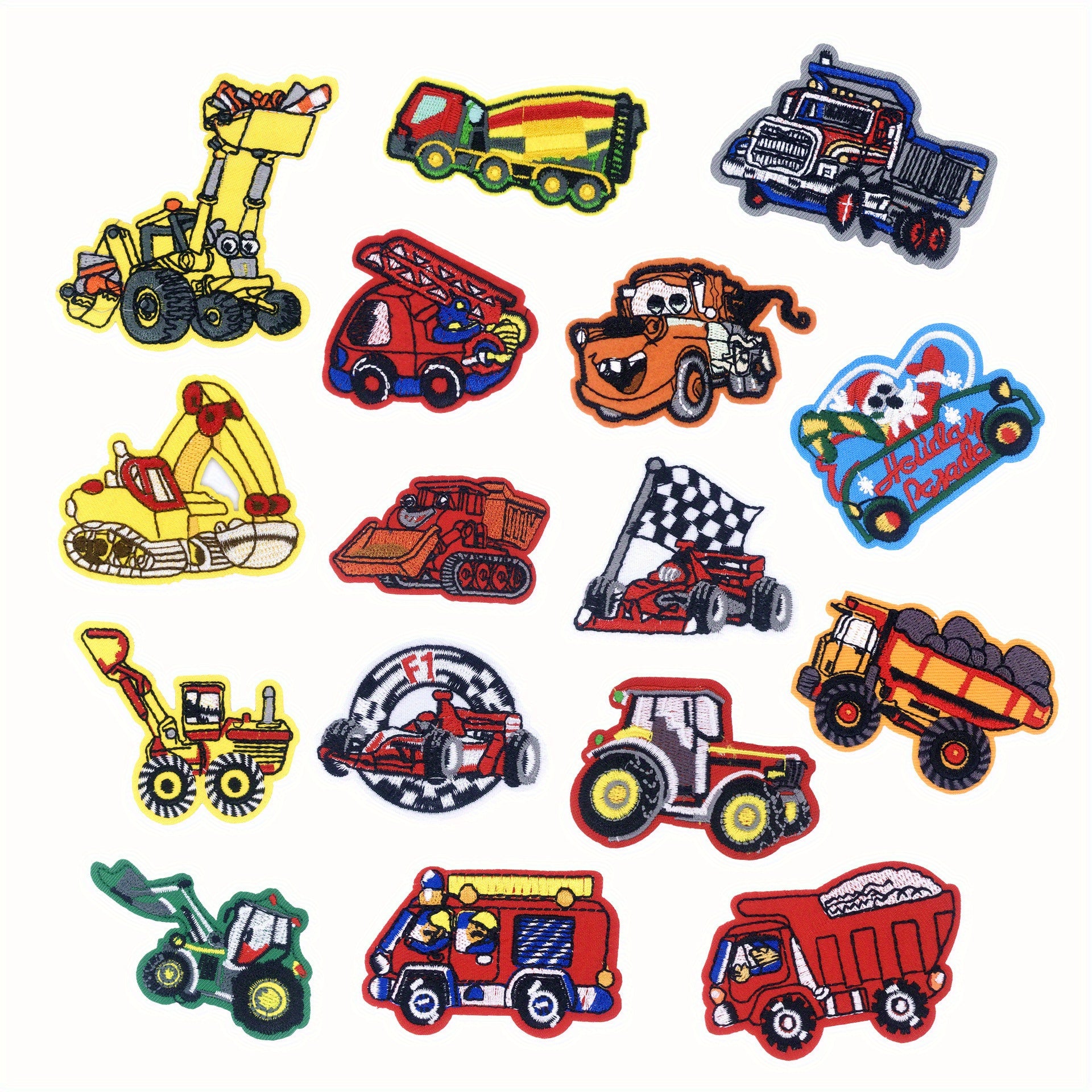 16pcs Truck Car Iron On Patches Sew On Embroidered Applique Repair Patch