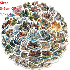 50 PCS 3D Castle World Stickers Waterproof Decals for Luggage