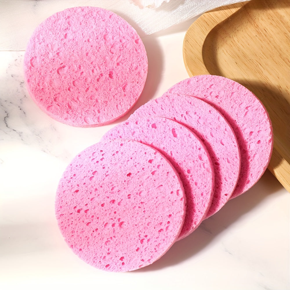 5 Pcs Reusable Face Wash Puff Wood Pulp Facial Sponge Puff
