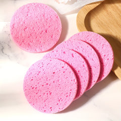 5 Pcs Reusable Face Wash Puff Wood Pulp Facial Sponge Puff