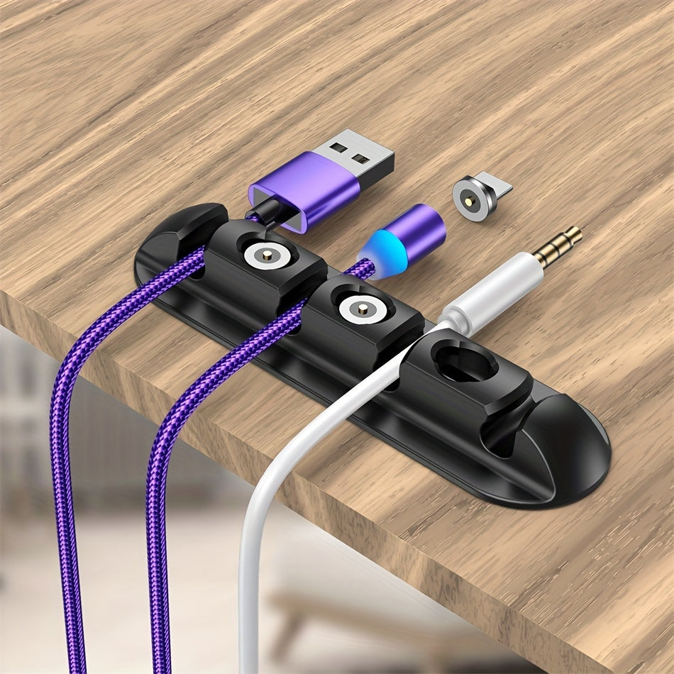 3PCS 4 Holes Magnetic Suction Head Cable Organizer Holder