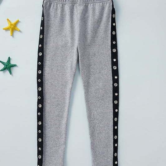 Girls' Stylish Side Taping Elastic Waist Sports Casual Sweatpants