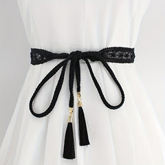 Boho Tassel Sash Belt Vintage Braided Lace Waistband