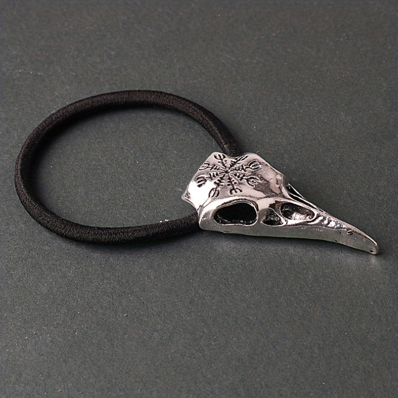 Viking Crow Skull Head Rope Silvery Hair Tie Hair Accessories