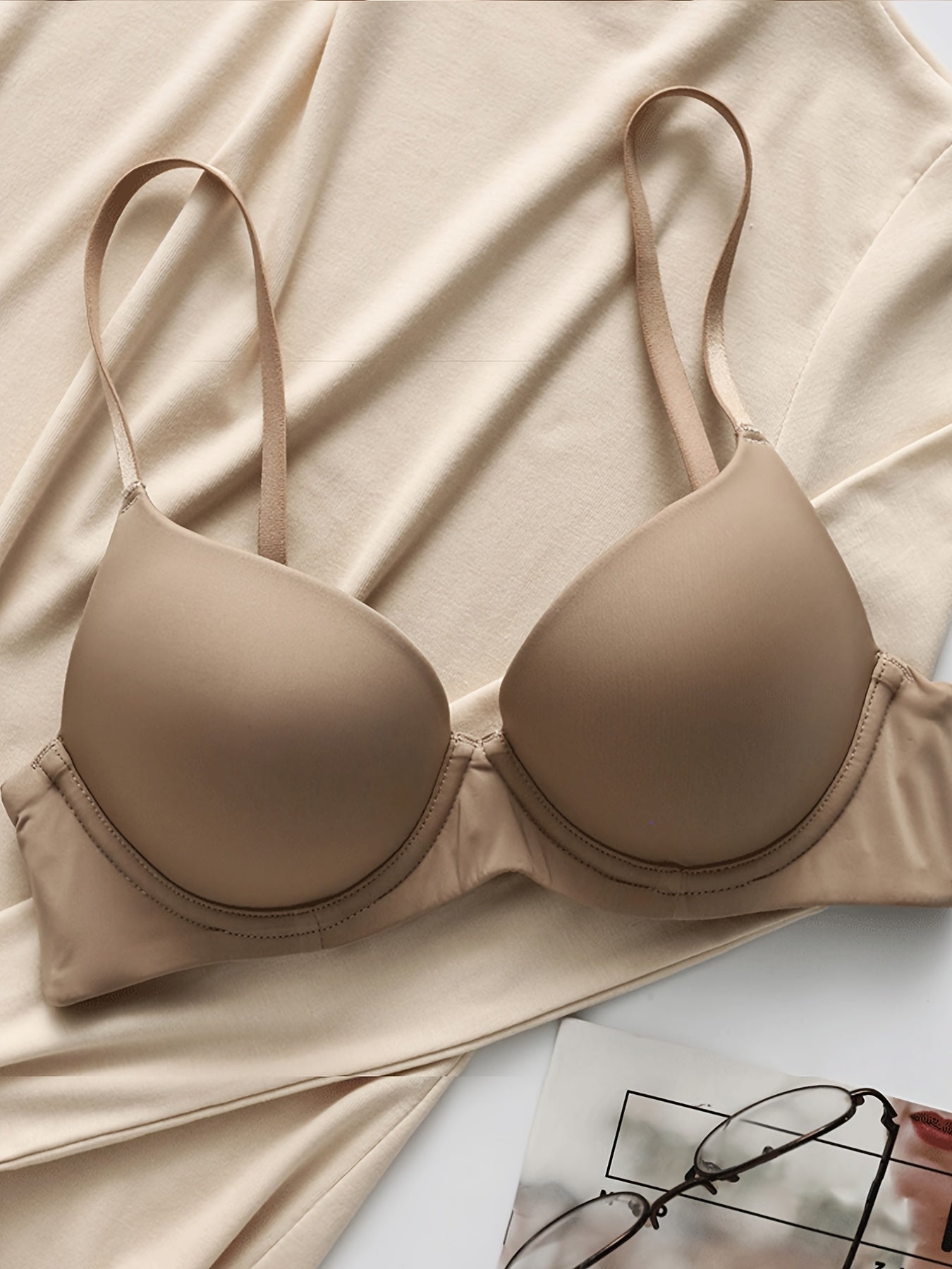 Push Up Bra Solid T-Shirt Comfy & Breathable Women's Underwear