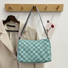 Checkerboard Crossbody Bag Nylon Shoulder Bag