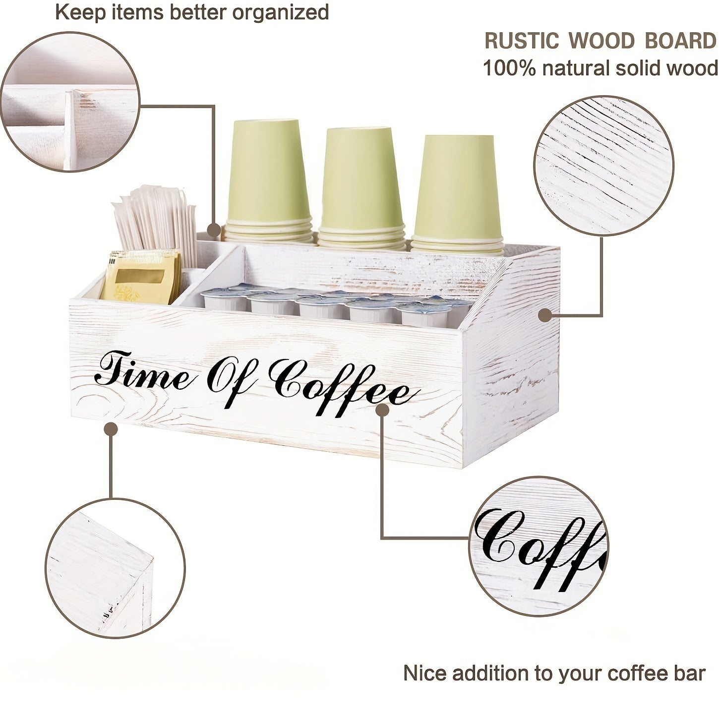 Coffee Station Organizer Wooden Coffee Bar Accessories Organizer For Countertop