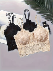 2pcs Lace Wireless Bras Scallop Trim Bralette Women's Lingerie
