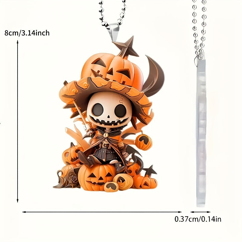 Festive Pumpkin Monster Keychain 3 1/4in