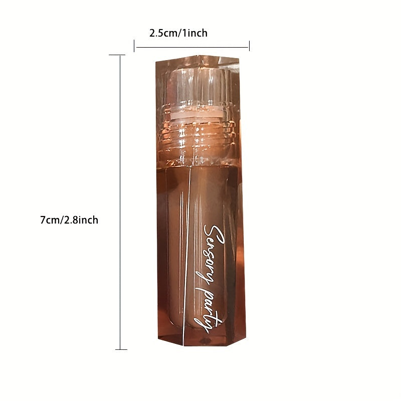 Hexagonal Lip Glaze Plumping Lip Gloss in Brown & Red Stains
