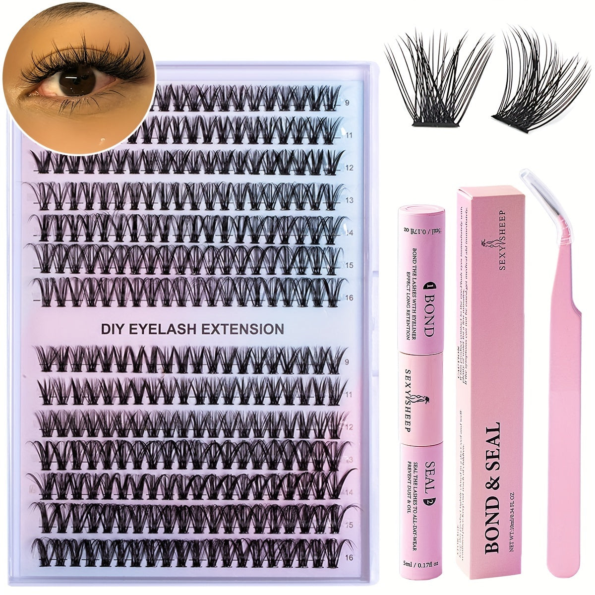 280Pcs DIY Eyelash Extension Set Curling False Eyelash Set 30D 40D 50D 9 16MM