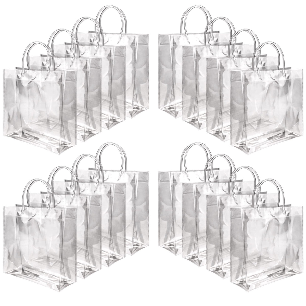 16pcs Clear Plastic Gift Bags Reusable Tote Bag