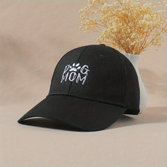 Dog Mom Embroidery Baseball Cap Solid Sun Hat Adjustable Dad Hat Women