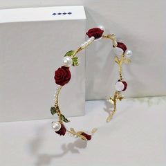 Vintage Metal Hair Band with Resin Flower for Women Girls