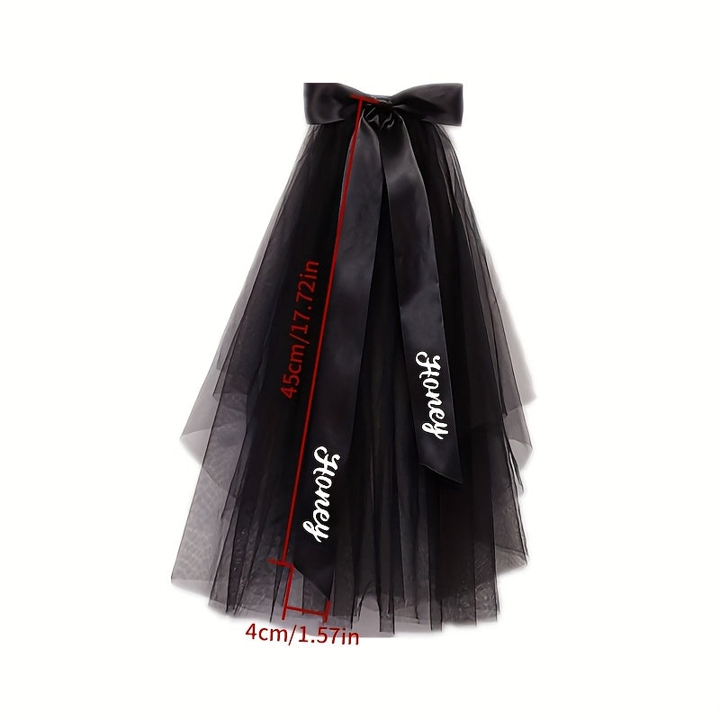 Customizable Layer Bridal Veil with Bowknot Personalized Text or Name Mesh