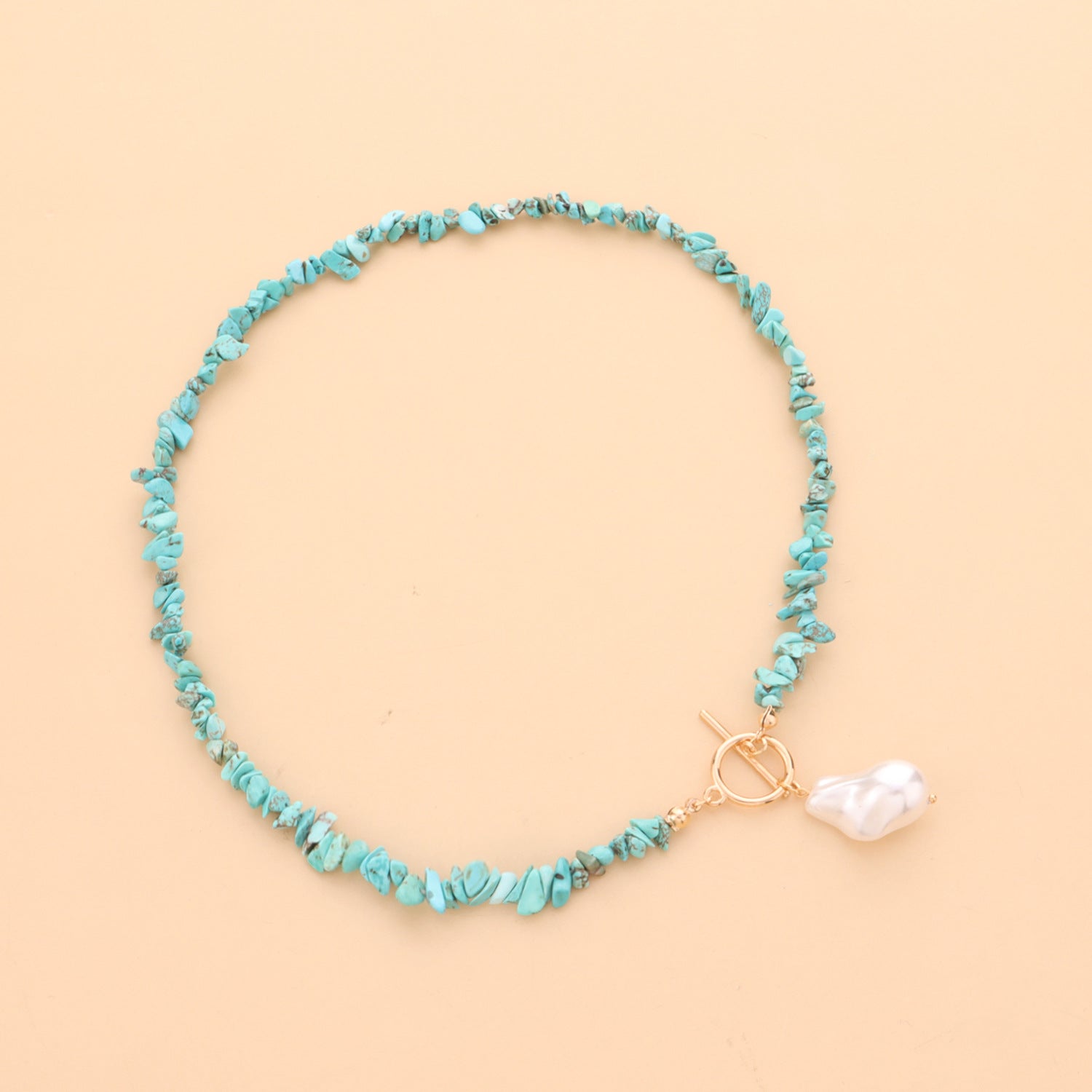 Vintage Pearl Pendant Turquoise Beaded Boho Ethnic Style Necklace