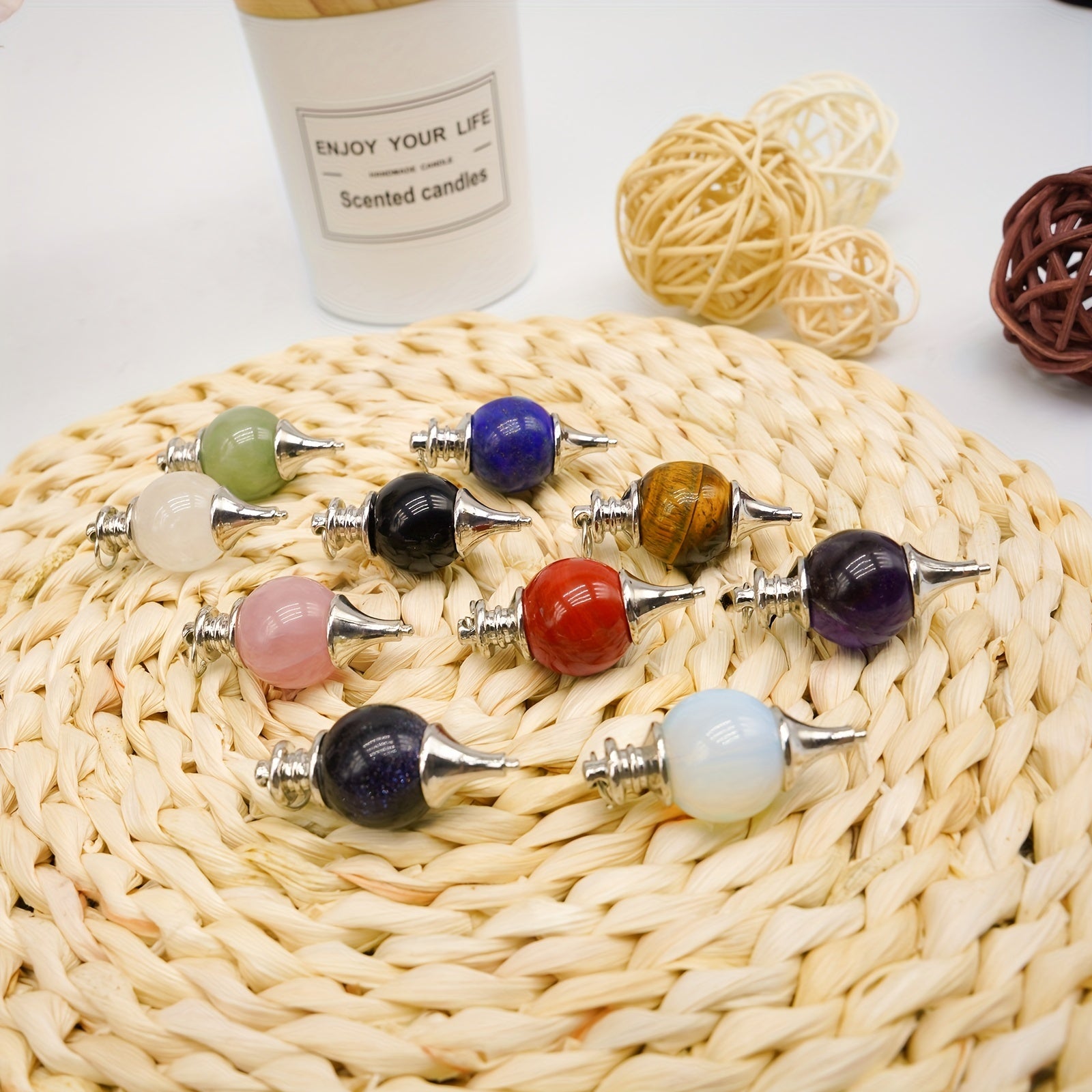 Soul Pendulum Roundness Healing Crystal Necklace Wire Wrapped