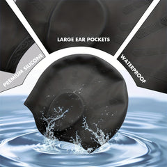 Silicone Swimming Cap with Ear Pockets for Long Hair