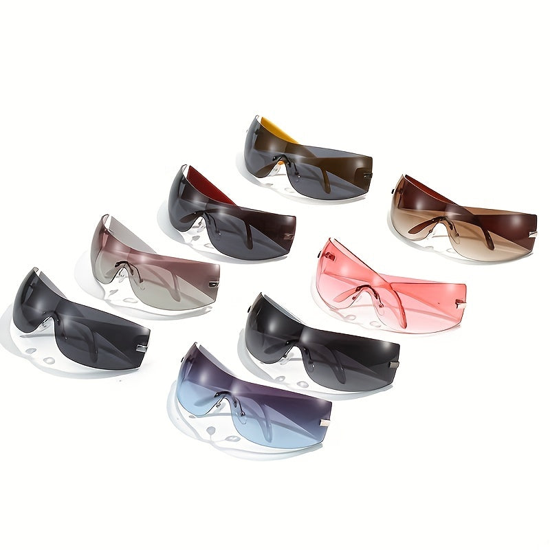 Ombre Lens Sunglasses Sports Hip Hop Style Rimless Eyewear UV Blocking
