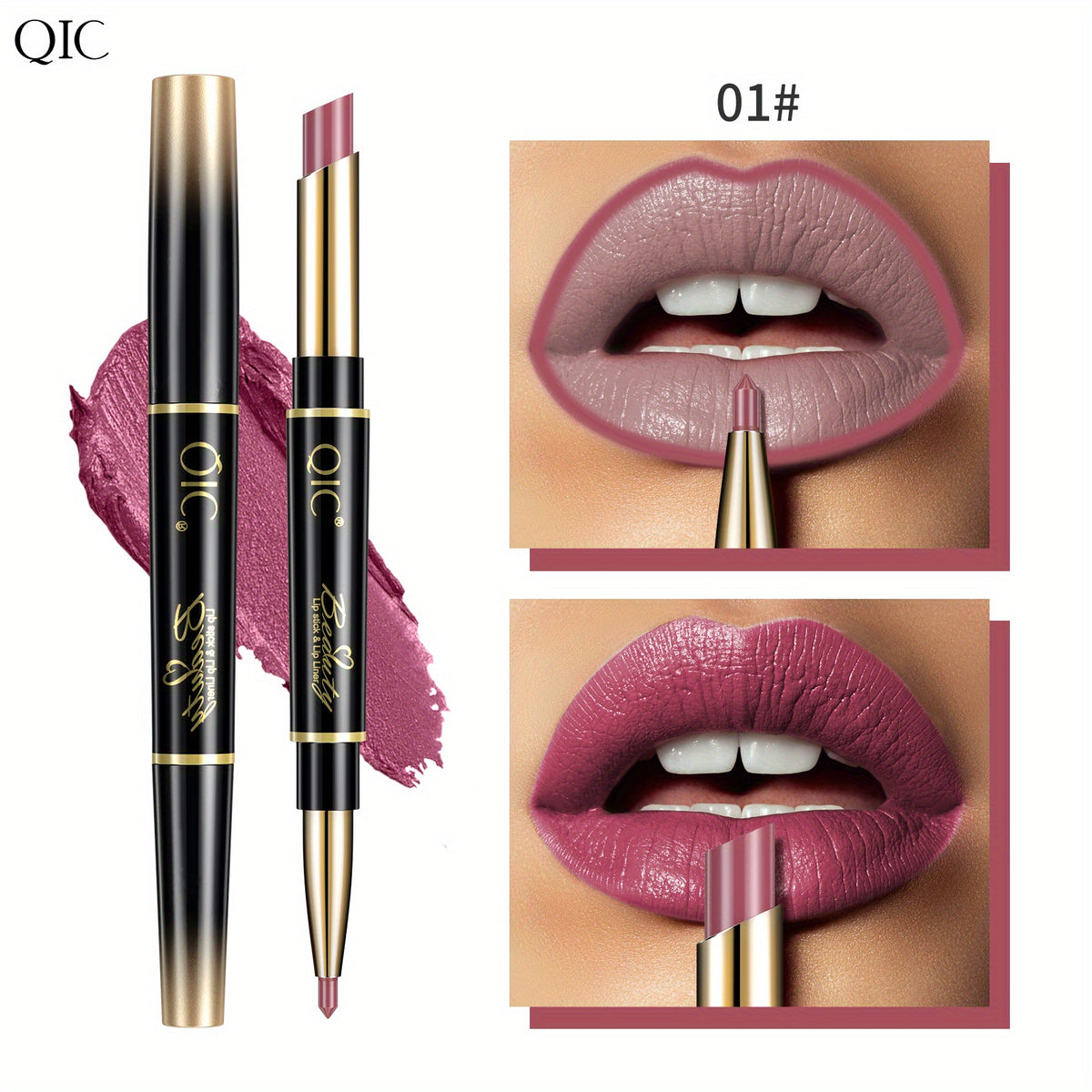 Waterproof Double Ended Lipstick and Lip Liner Pencil Matte Finish