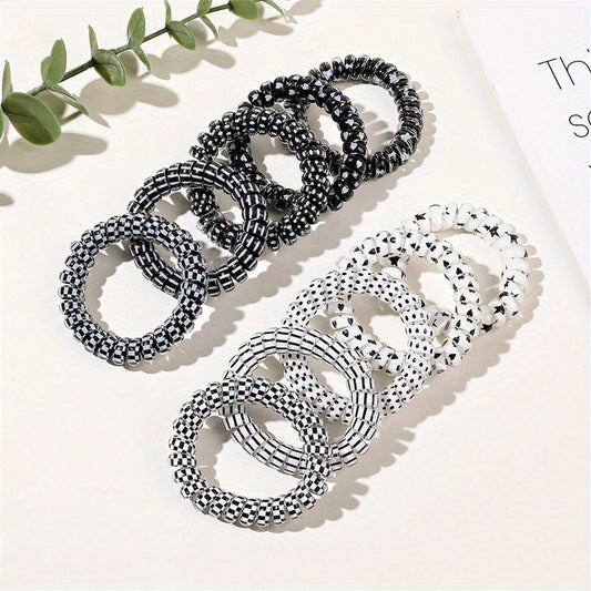10pcs Spiral Hair Tie Scrunchies and Elastic Bands Ponytail Holder