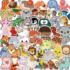 50pcs Cartoon Animal Stickers for Fun & Creativity