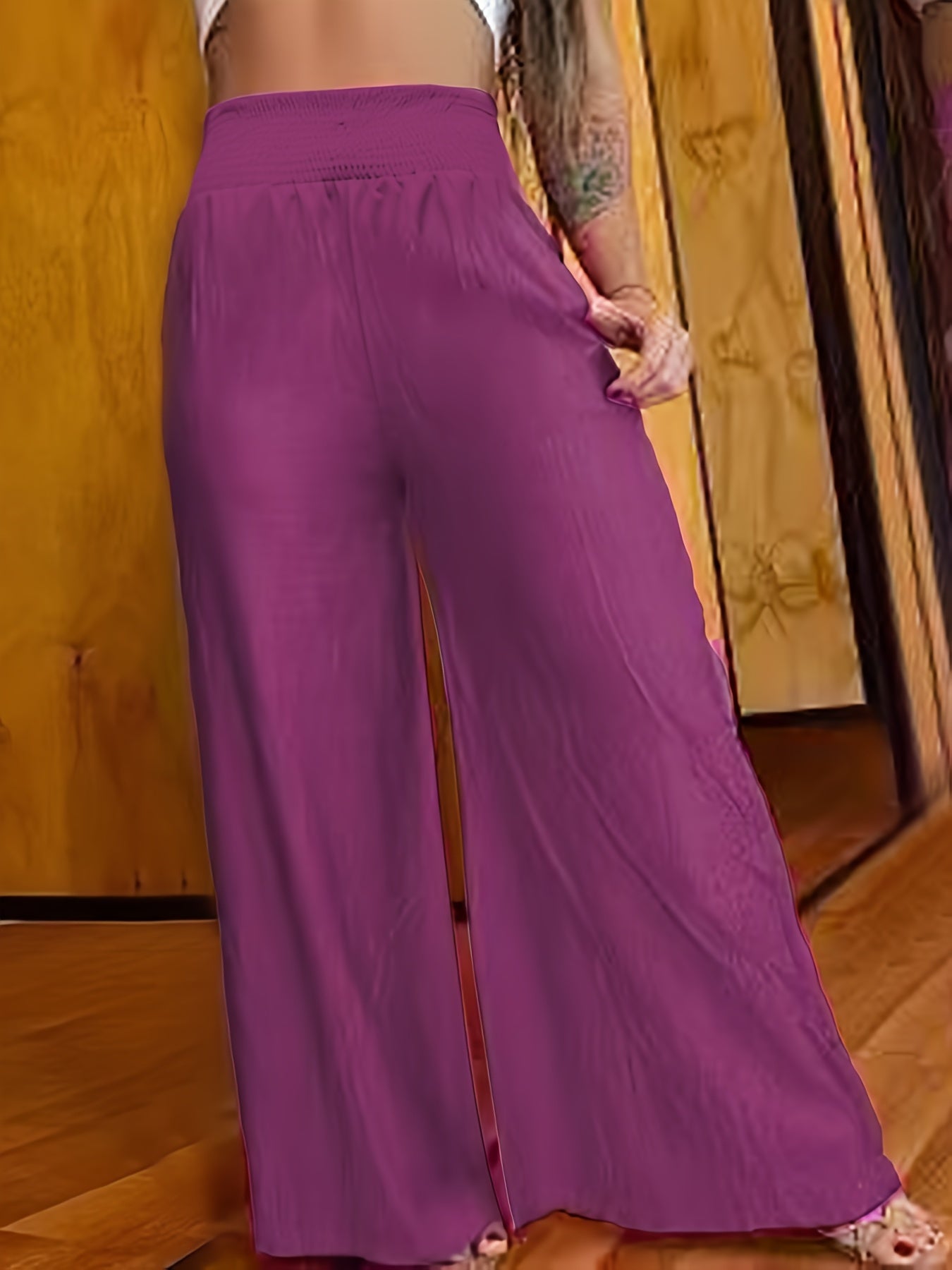  Plaid Print High Rise Wide Leg Trousers With Pockets