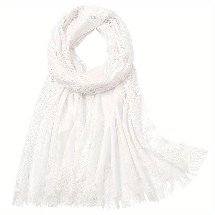 Large Jacquard Flower Lace Shawl - Elegant Hollow Cape for Party or Wedding