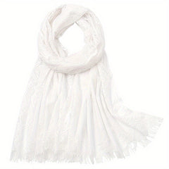 Large Jacquard Flower Lace Shawl - Elegant Hollow Cape for Party or Wedding