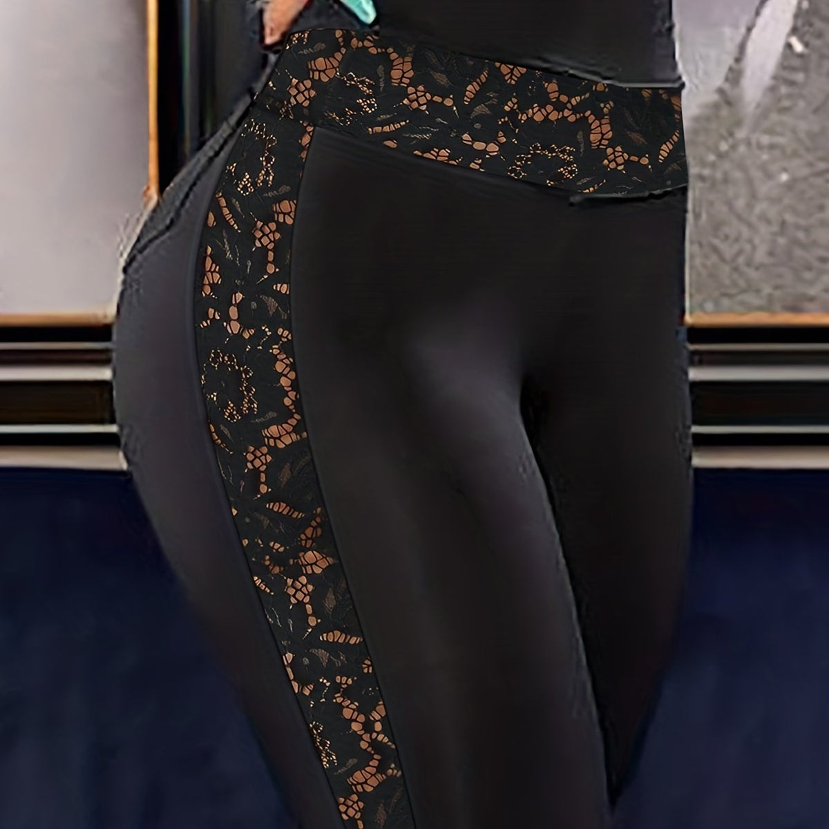Lace Stitching Skinny Pants for Women