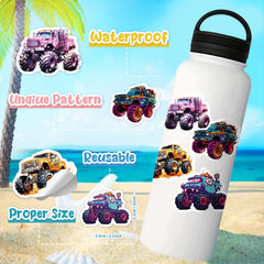 50pcs Monster Truck Stickers Waterproof for Water Bottles Skateboard Car Bike