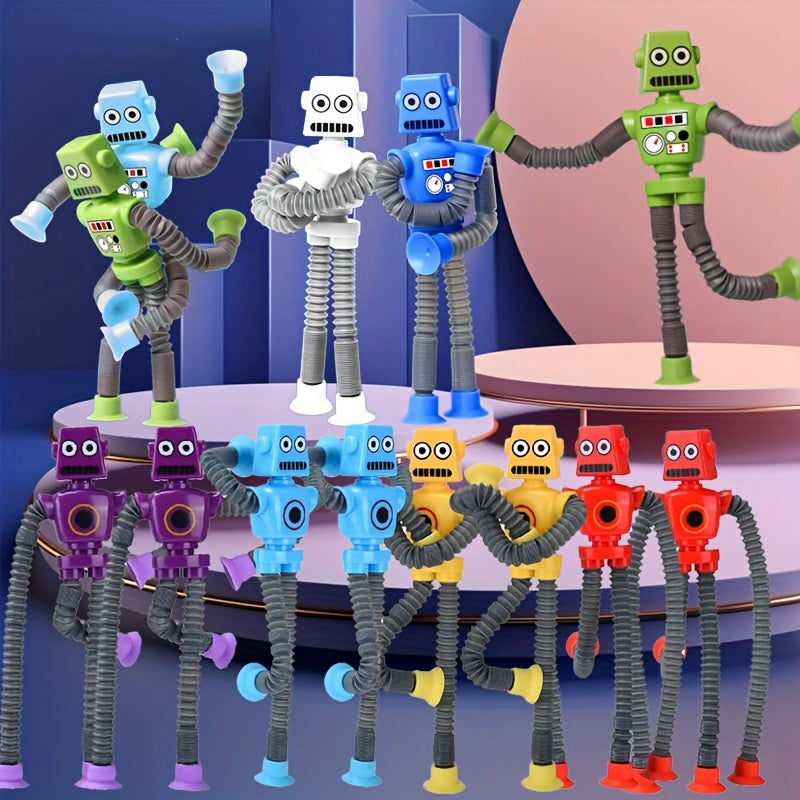 Telescopic Robot Toy 8pcs Suction Cup 2 Styles 4 Colors Pop Fidget Tubes