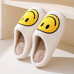 Women's Fuzzy Closed Toe Smile Slippers
