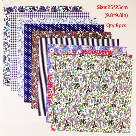 8pcs 24 89 24 Printed Cotton Quilted Fabric for DIY Handicraft